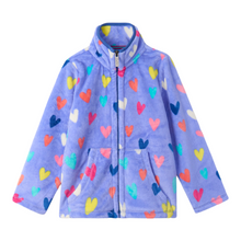 Load image into Gallery viewer, Hatley Confetti Hearts Fuzzy Fleece Zip Up