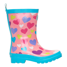 Load image into Gallery viewer, Hatley Colorful Hearts Shiny Rain Boots